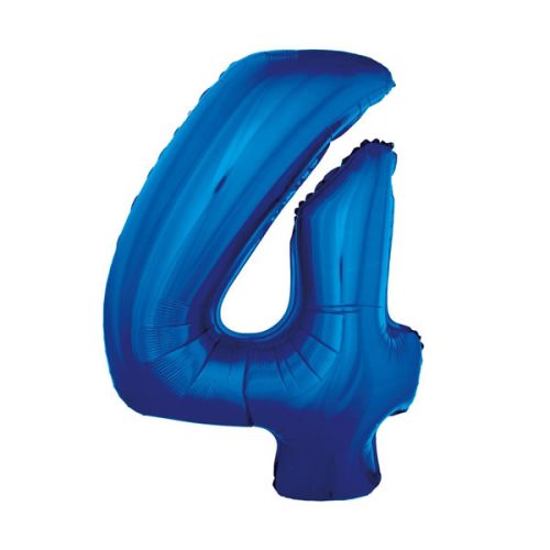 4. szám, fólia lufi, 92 cm, kék