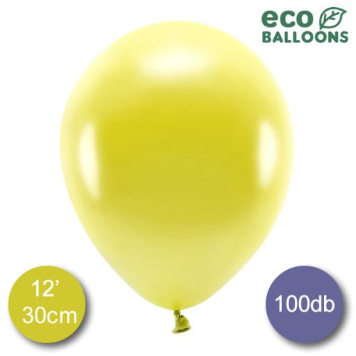 Eco lufi, latex, metál sárga, d30, 100 db