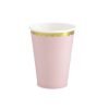 Party pohár,  rózsaszín, arany szegéllyel, 220ml, 6db/cs