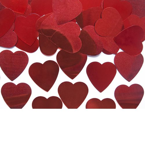 Konfetti, szív forma, piros, 10 gramm/csomag