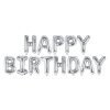 Fólia lufi , Happy Birthday betűk, ezüst, 340x35cm