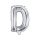 Fólia léggömb, "D" betű, ezüst, 35 cm