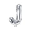 Fólia léggömb, "J" betű, ezüst, 35 cm