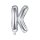 Fólia léggömb, "K" betű, ezüst, 35 cm