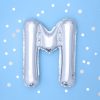 Fólia léggömb, "M" betű, ezüst, 35 cm