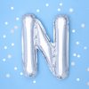 Fólia léggömb, "N" betű, ezüst, 35 cm