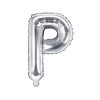 Fólia léggömb, "P" betű, ezüst, 35 cm