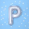Fólia léggömb, "P" betű, ezüst, 35 cm