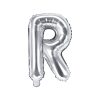 Fólia léggömb, "R" betű, ezüst, 35 cm