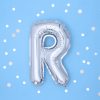 Fólia léggömb, "R" betű, ezüst, 35 cm
