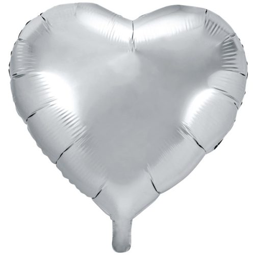 Szív alakú ezüst fólia lufi, 24"/61cm