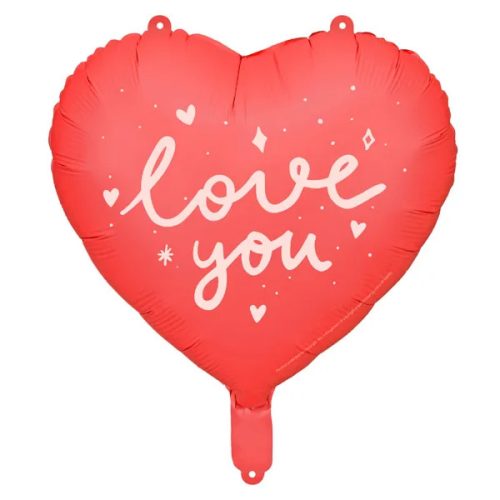 Fólia léggömb, szív, Love You, 45 cm