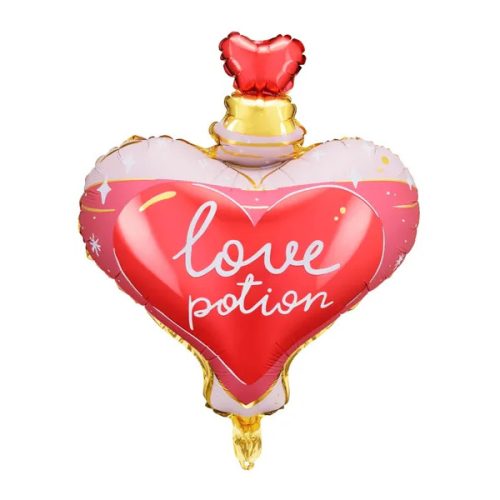 Fólia lufi, szív parfüm üveg  alakú, 54 cm x 66 cm