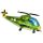 Fólia lufi, mini forma, helikopter, zöld
